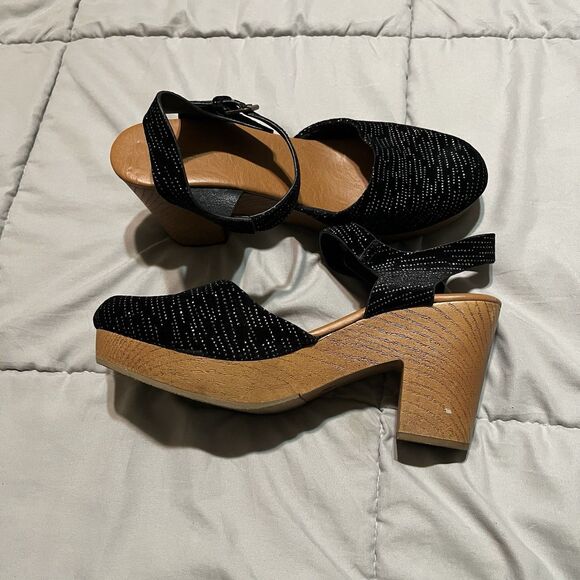 Universal Thread Womens Size 11 Marcia Clogged Heel Jet Black Sparkle Clogs - Picture 9 of 9